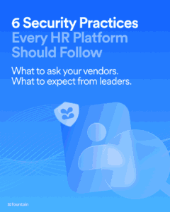 Graphic summarizing six essential HR tech security practices to evaluate in vendors and enforce across platforms